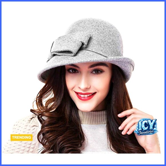 Wool Felt Bucket Hat with Bow Accent, One Size, Winter Accessory main image 4